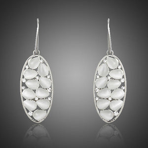 Light Grey Crystal Oval Drop Earrings - KHAISTA Fashion Jewellery