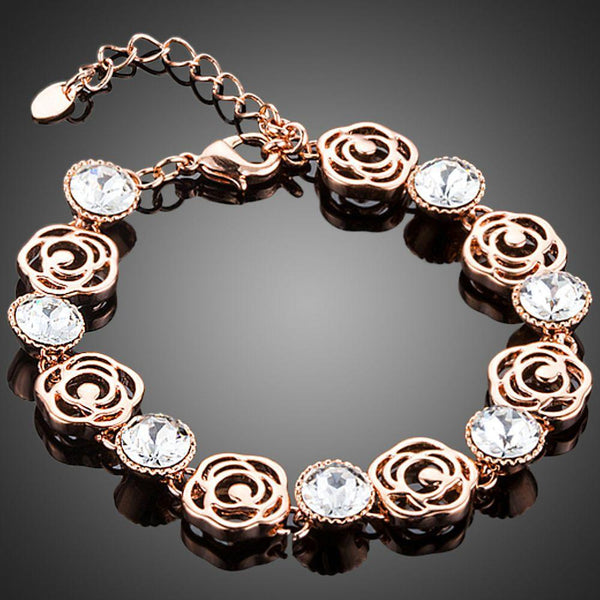 KHAISTA lightweight crystal flower bracelet on white background