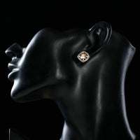 Side angle view of KHAISTA lightweight crystal square stud earrings