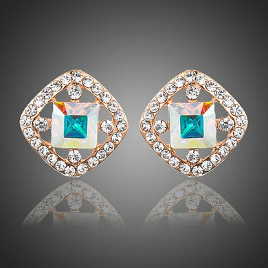 Lightweight Crystal Square Stud Earrings - KHAISTA Fashion Jewellery