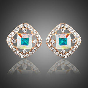 Lightweight Crystal Square Stud Earrings - KHAISTA Fashion Jewellery