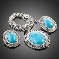 Close-up of turquoise and blue stones on Khaista set