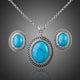 Turquoise and Lime Blue Ellipse Stud Earrings and Pendant Set