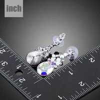large crystal drop earrings detail view by KHAISTA