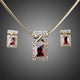 Dark Red Crystal Necklace and Earrings Set