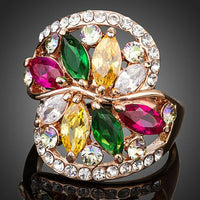 Premium luxury flower cubic zirconia ring design displayed on a clean white background