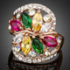 Elegant Flower Cubic Zirconia Ring on Premium Warm Copper Base