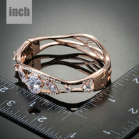 gold plated cubic zirconia bangle detail view by KHAISTA