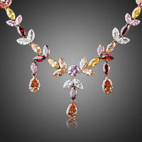 Khaista multicolour crystal waterdrop necklace earrings set