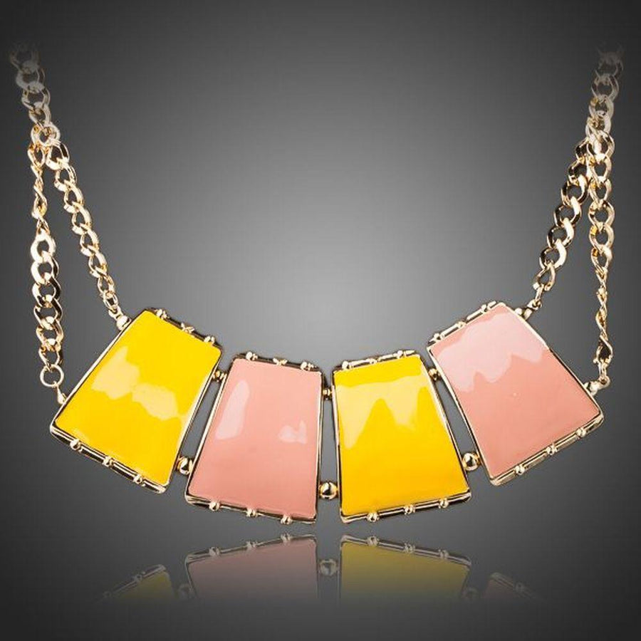 KHAISTA quadrilateral crystal pendant necklace on white background