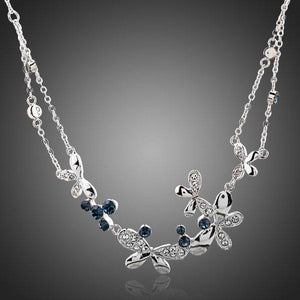 Linked Butterflies Crystal Pendant Necklace KPN0087 - KHAISTA Fashion Jewellery