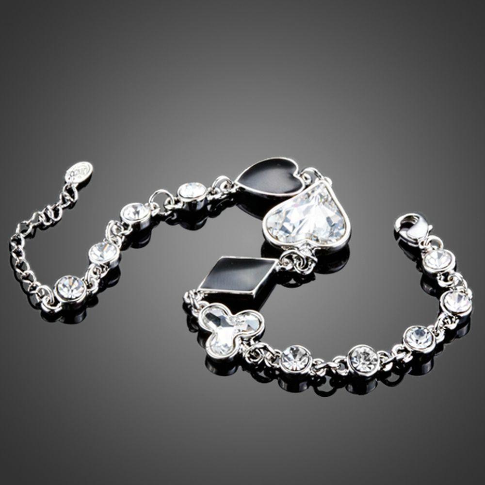 khaista little heart shaped crystal bracelet mb0103 image 2