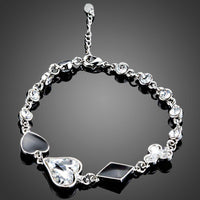 KHAISTA little heart crystal bracelet on white background