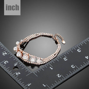 Lobster Cubic Zirconia With Pearls Bracelet - KHAISTA Fashion Jewellery