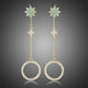 Long Chain Round Crystal Drop Earrings