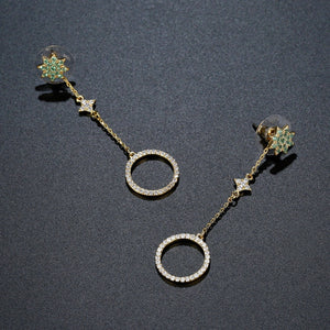 Long Chain Round Drop Earrings -KPE0394 - KHAISTA Fashion Jewellery