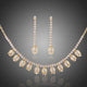 Lotus CZ Rhinestone Necklace and Dangle Earrings Set