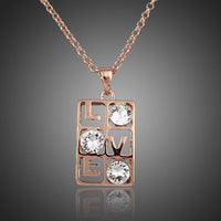 KHAISTA love design Stellux Austrian crystal necklace on white background