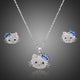 Cat Motif Stellux Crystal Jewellery Set in White Gold