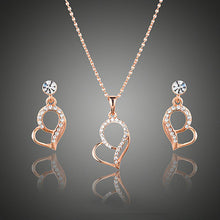Load image into Gallery viewer, Lover&#39;s Heart Shape Rose Gold Color Stellux Austrian Crystal Jewelry Set - KHAISTA Fashion Jewellery
