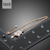 Pendant detail on KHAISTA lucky flower waterdrop crystal pendant necklace