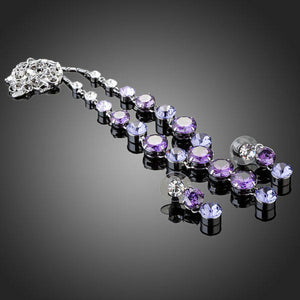 Luxury Cubic Zirconia Necklace and Drop Earrings Jewelry Set - KHAISTA Fashion Jewellery