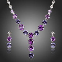 Khaista luxury cubic zirconia necklace drop earrings set