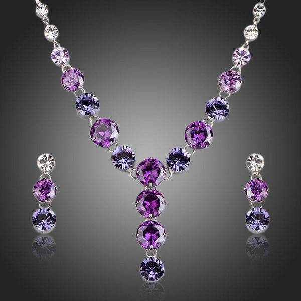 Khaista luxury cubic zirconia necklace drop earrings set