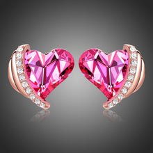 Load image into Gallery viewer, Magenta Crystal Heart Pendant Jewellery Set - KHAISTA Fashion Jewellery
