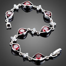 Load image into Gallery viewer, Maroon Cubic Zirconia Eye Shaped Bracelet - KHAISTA Fashion Jewellery
