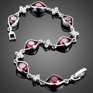 Maroon Cubic Zirconia Eye Shaped Bracelet - KHAISTA Fashion Jewellery