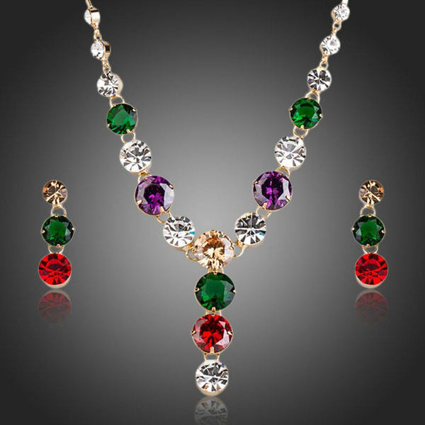 Khaista marquise cut cubic zirconia necklace earrings set