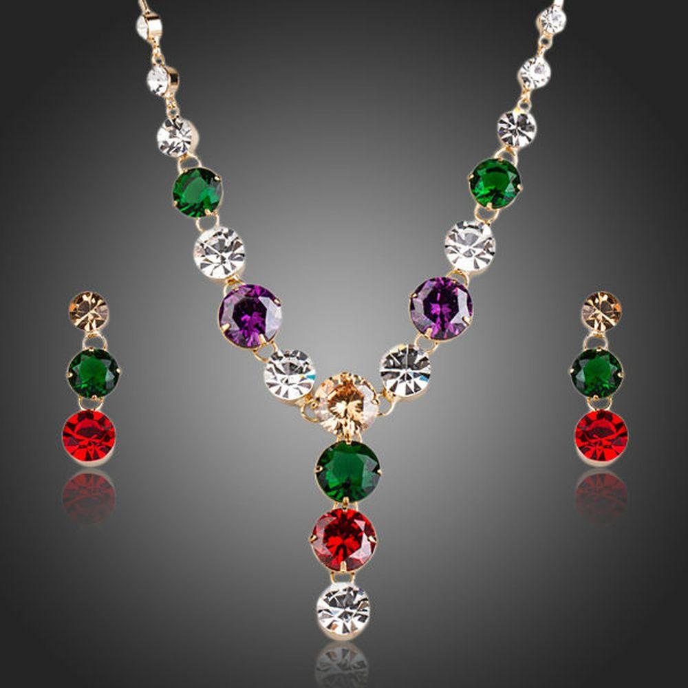 Marquise Cutting Cubic Zirconia Necklace and Earrings Jewelry Set - KHAISTA Fashion Jewellery