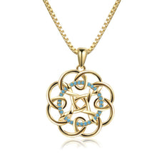 Load image into Gallery viewer, Micro Pave AAA Round Cut Blue Cubic Zirconia Sunflower Necklace -KFJN0291 - KHAISTA5
