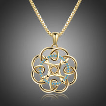 Load image into Gallery viewer, Micro Pave AAA Round Cut Blue Cubic Zirconia Sunflower Necklace -KFJN0291 - KHAISTA1
