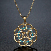 Load image into Gallery viewer, Micro Pave AAA Round Cut Blue Cubic Zirconia Sunflower Necklace -KFJN0291 - KHAISTA2
