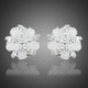 Milky White CZ Flower Clip Earrings