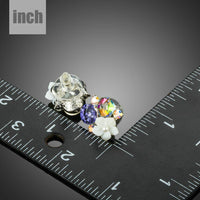 multicolour flower crystal stud earrings detail view by KHAISTA