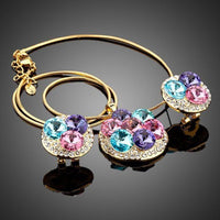 Close-up of multicolour crystals on Khaista stud set