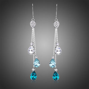 Multicolor Austrian Crystal Drop Earrings -KPE0342 - KHAISTA Fashion Jewellery