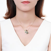 Pendant detail on KHAISTA multicolour crystal butterfly necklace