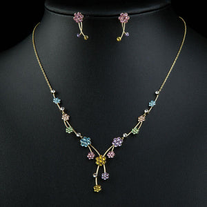Multicolor Crystals Flower Tree Branches Jewelry Set - KHAISTA Fashion Jewellery