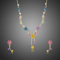 Khaista multicolour crystal flower tree branch jewellery set