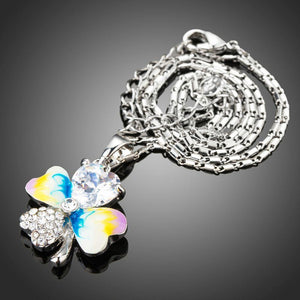 Multicolor Flower Design Heart Pendant Necklace - KHAISTA Fashion Jewellery