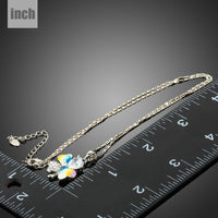 Pendant detail on KHAISTA multicolour flower heart pendant necklace
