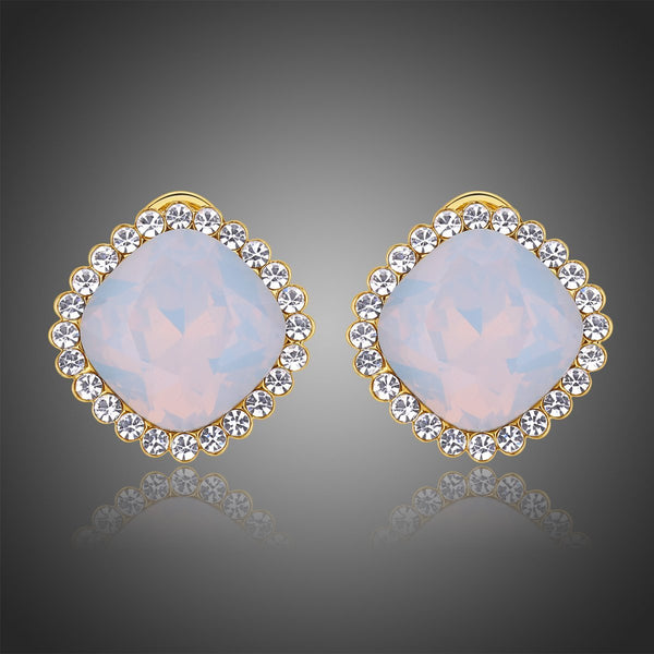 KHAISTA multicolour moonlight stud earrings on white background