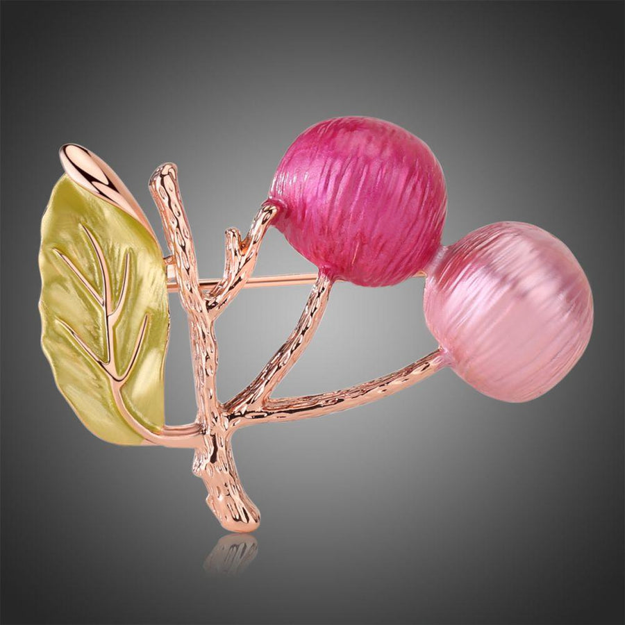 Khaista oil paint apple tree multicolour brooch on white background