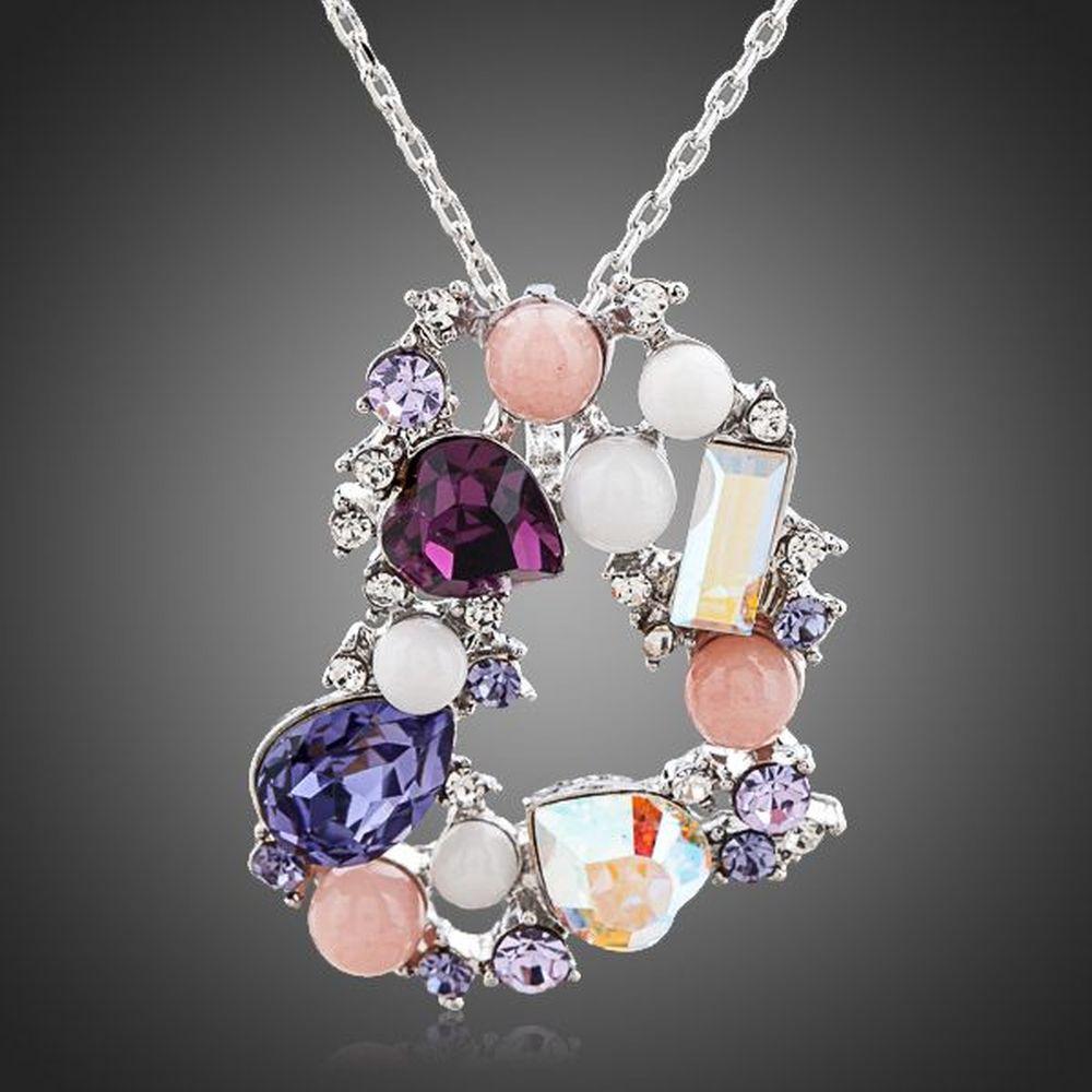 Multicolor Stellux Austrian Crystal Heart Necklace KPN0106 - KHAISTA Fashion Jewellery