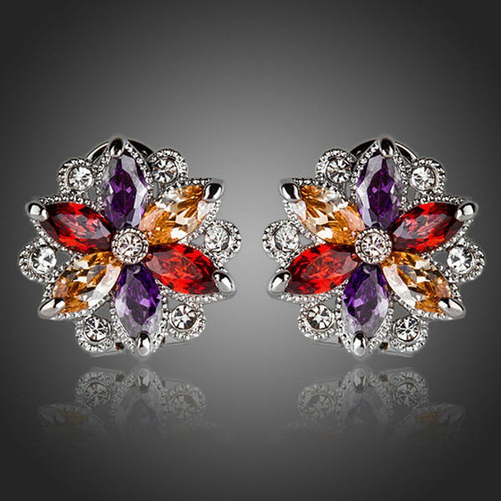 Multicolored Flower Stud Earrings - KHAISTA Fashion Jewellery