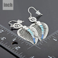 multicolour crystal leaf drop earrings detail view by KHAISTA